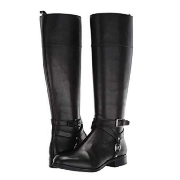 ✨New! Michael Michael Kors Womens Preston Leather Riding Boots Black. NEW. - Picture 6 of 11
